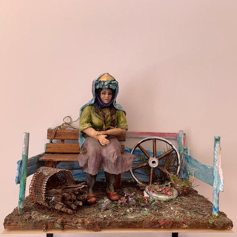 Tired Villager Woman - Handmade Sculpture