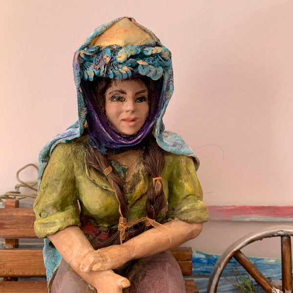 Tired Villager Woman - Handmade Sculpture