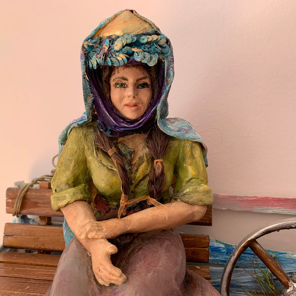 Tired Villager Woman - Handmade Sculpture