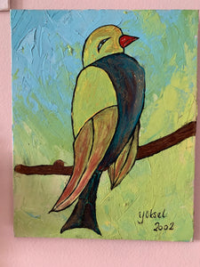 Bird on Branch - Oil Painting