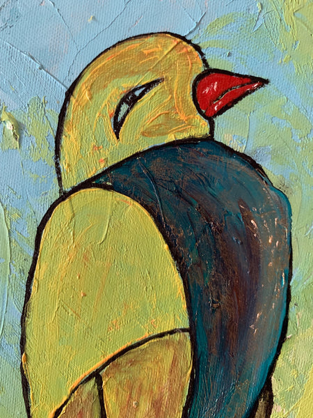 Bird on Branch - Oil Painting